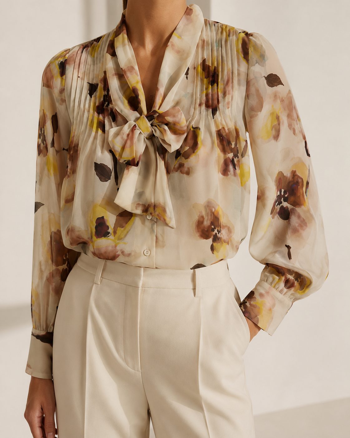 Këmishë ZARA – Floral Sheer Tie Blouse ✨