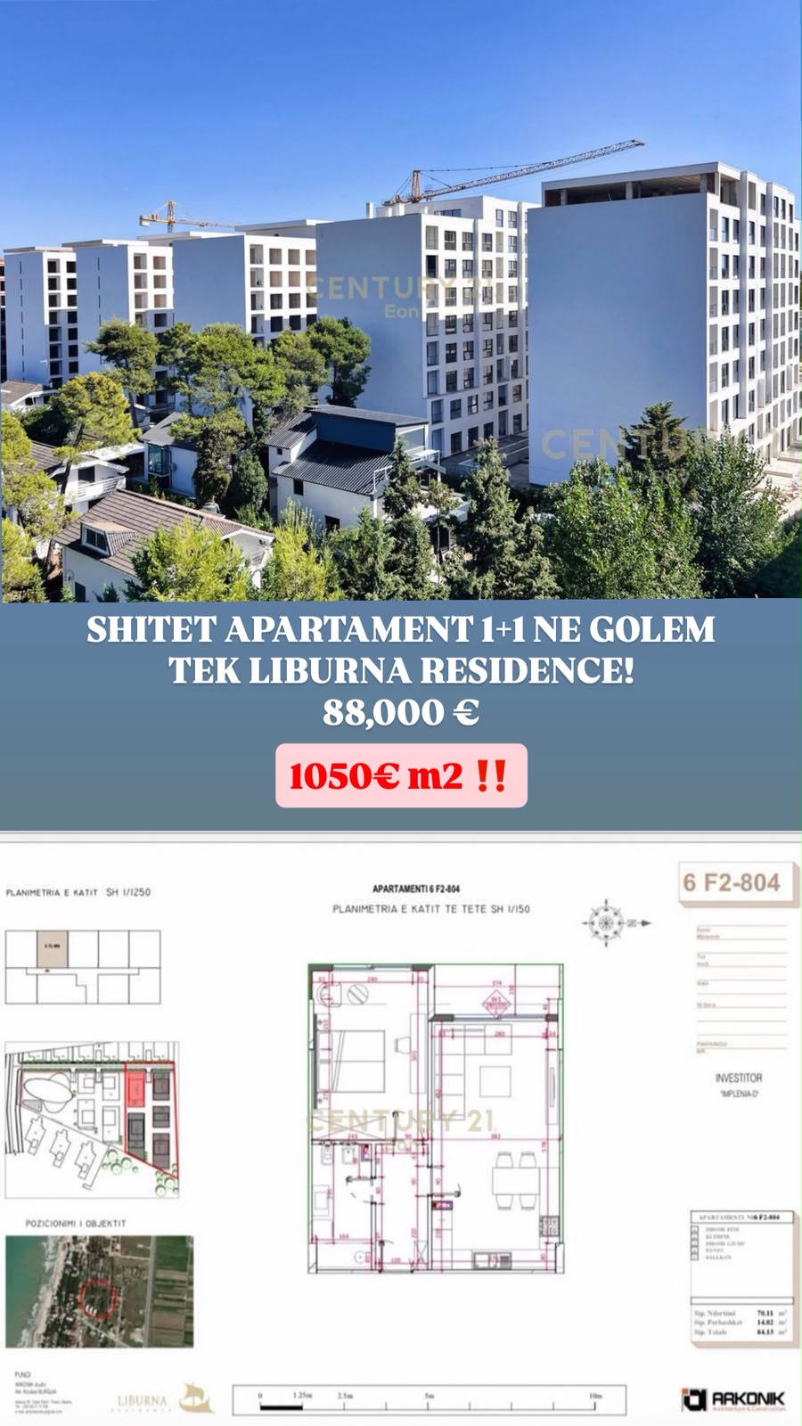 SHITET APARTAMENT 1+1 NE GOLEM TEK LIBURNA RESIDENCE! 88,000 € - 1