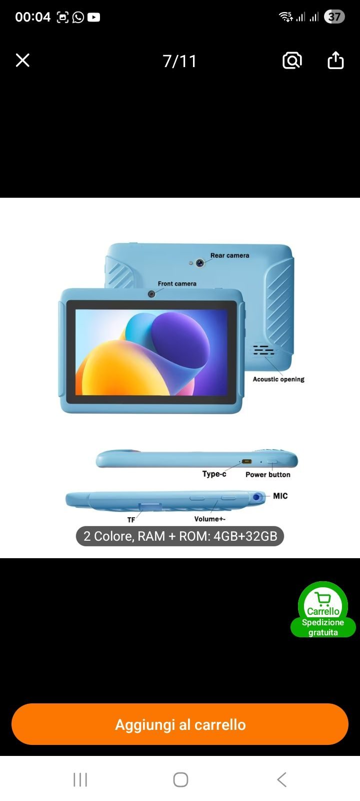 Tablet per femije 64 gb memoria - 2