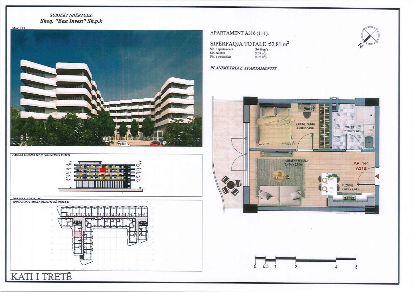 Apartament 1+1, 53 m² – Mei Residence, Qerret (A316) - 2